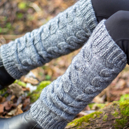 Soft wool cable knit leg warmers