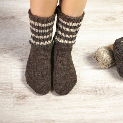 Brown socks knitted with 100% wool