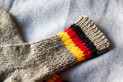 Hand-Knitted Thick Wool Socks in German Flag Colors