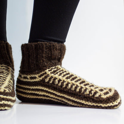 100% Sheep Wool Handmade Knitted Slippers
