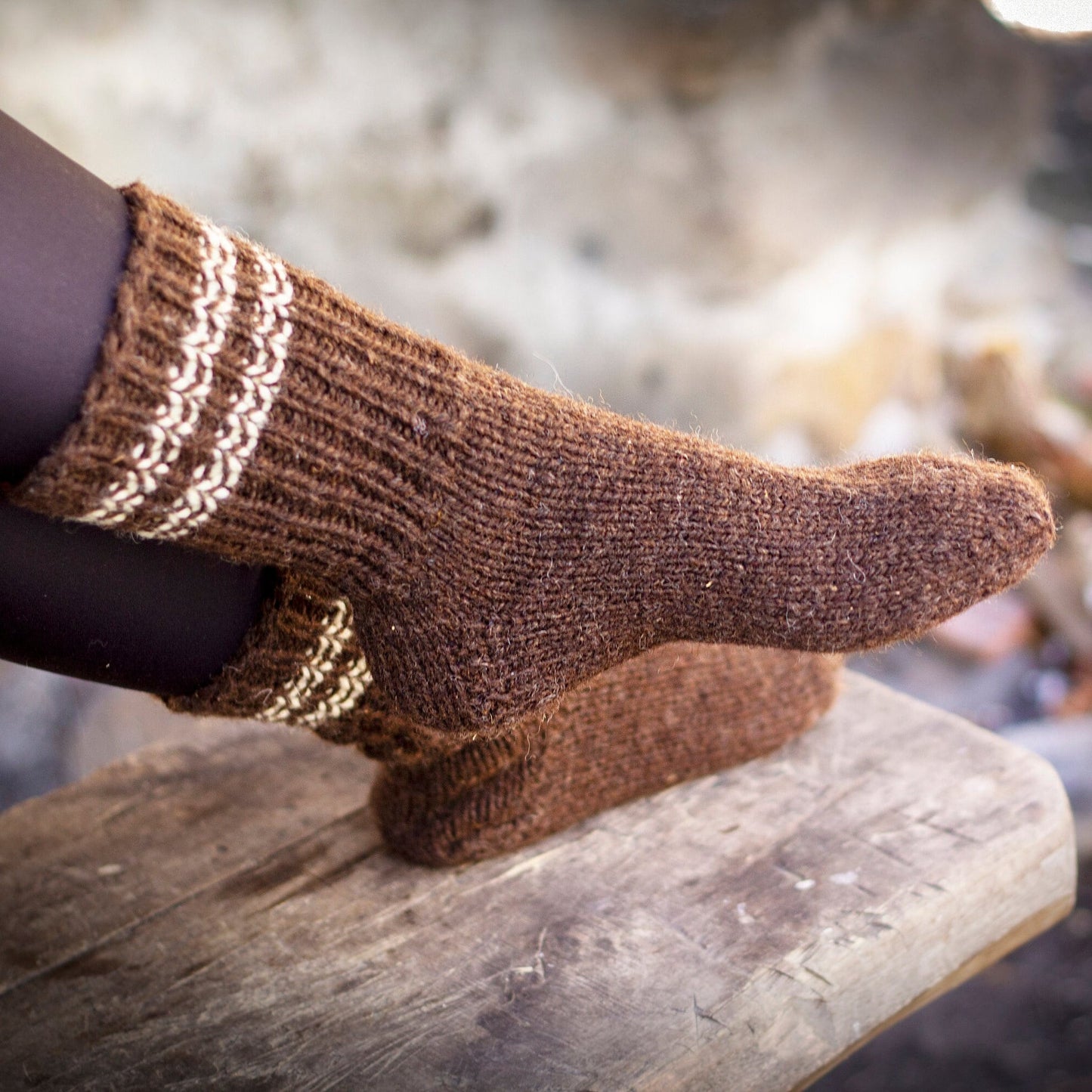 Handmade Thick, Warm Winter 100% Wool Socks from Bulgaria